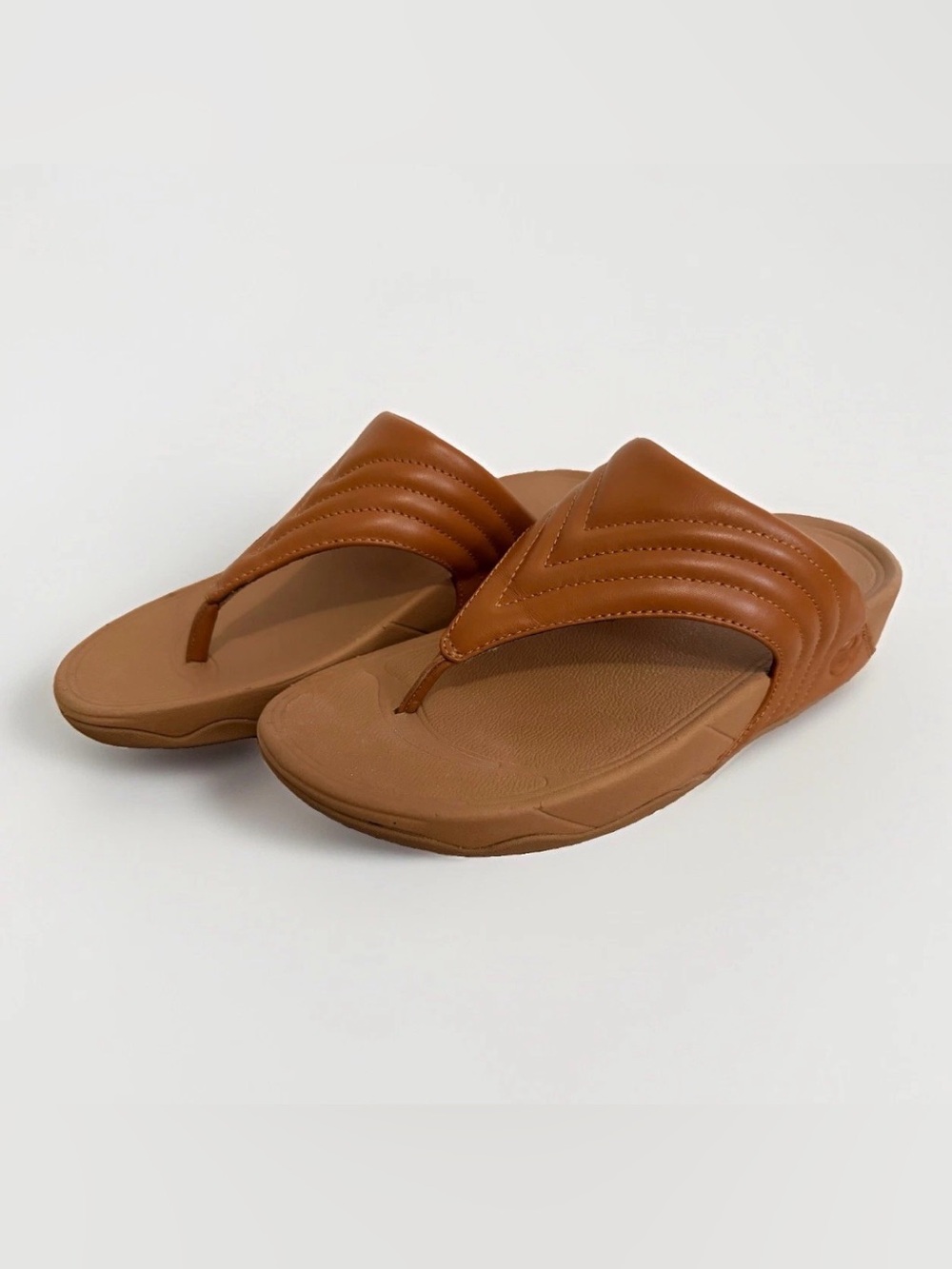 FitFlop Walkstar Women's Light Tan Leather Toe-Post Comfort Casual Sandals Sz 8